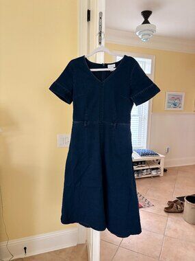 vintage liz claiborne dark denim midi dress (4)